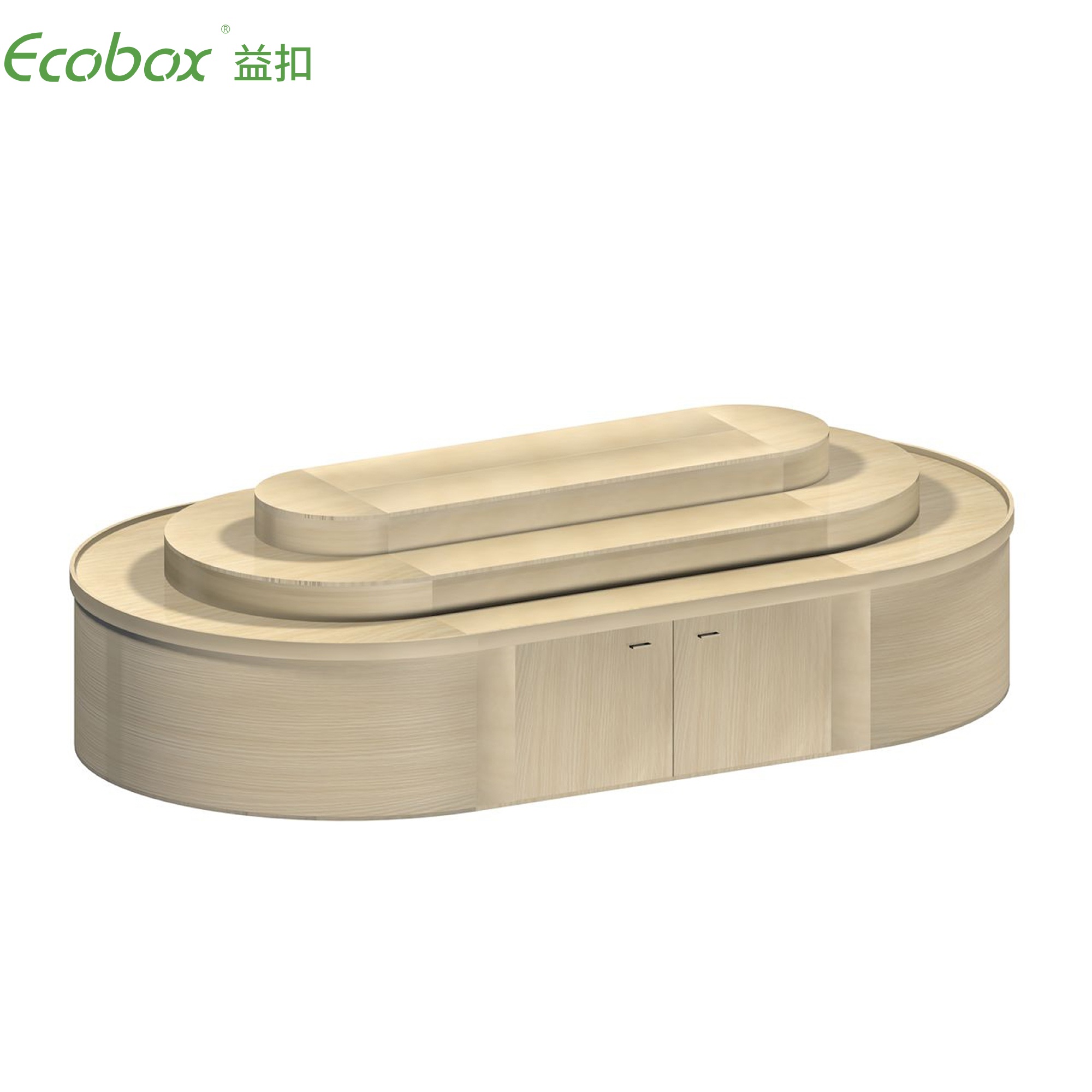 Ecobox G012 supermarket bulk food displays round shelf candy nuts shelf with airtight bin