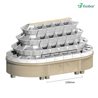 Ecobox G002 series round shelf with Ecobox bulk bins supermarket bulk food displays