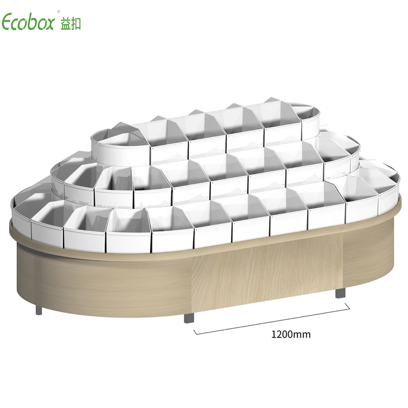 Ecobox G003 series round shelf with Ecobox bulk bins supermarket bulk food displays