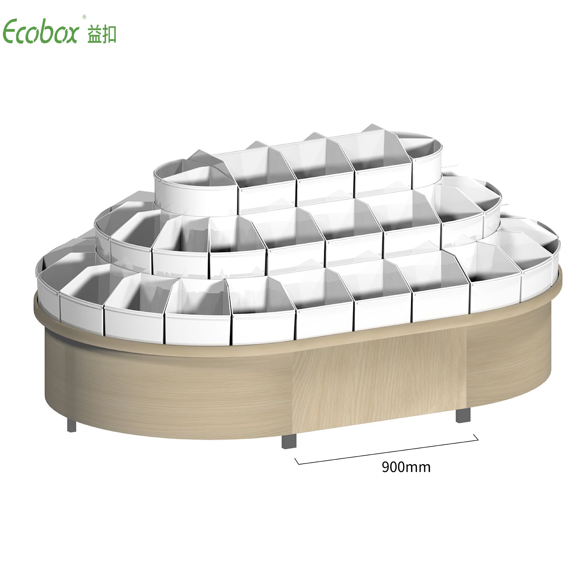 Ecobox G003 series round shelf with Ecobox bulk bins supermarket bulk food displays