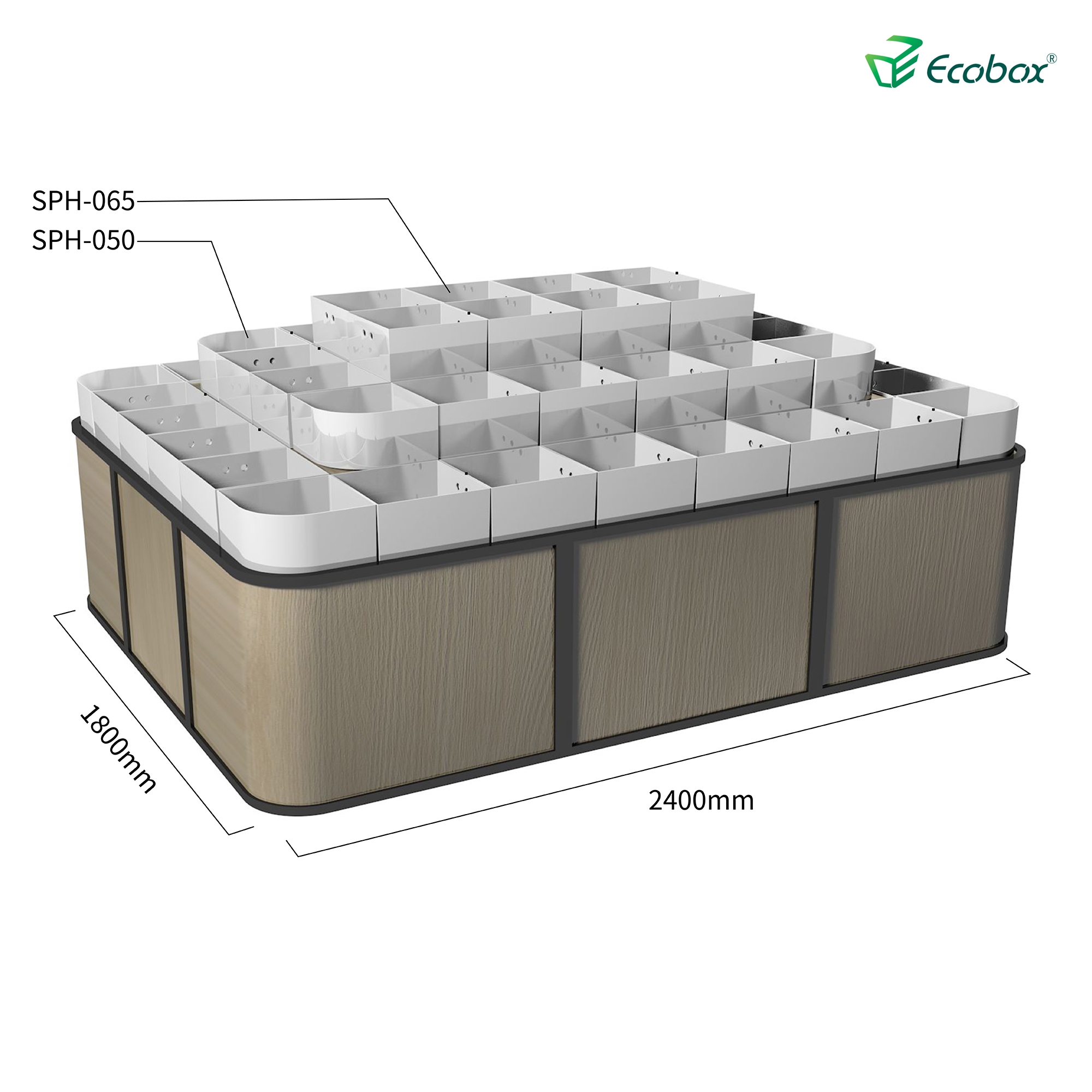 Ecobox G004 series shelf with Ecobox bulk bins supermarket bulk food displays