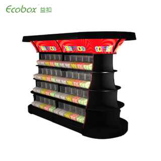 Ecobox TG-06102A metal candy stand display shelf rack with scoop bins black color
