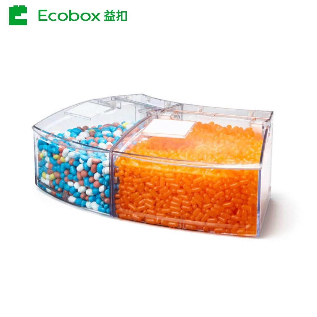 Ecobox SL-0302C Arc shape small bulk food bin for supermarket shelf